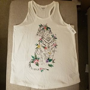 Old Navy White Tiger Racerback Tank